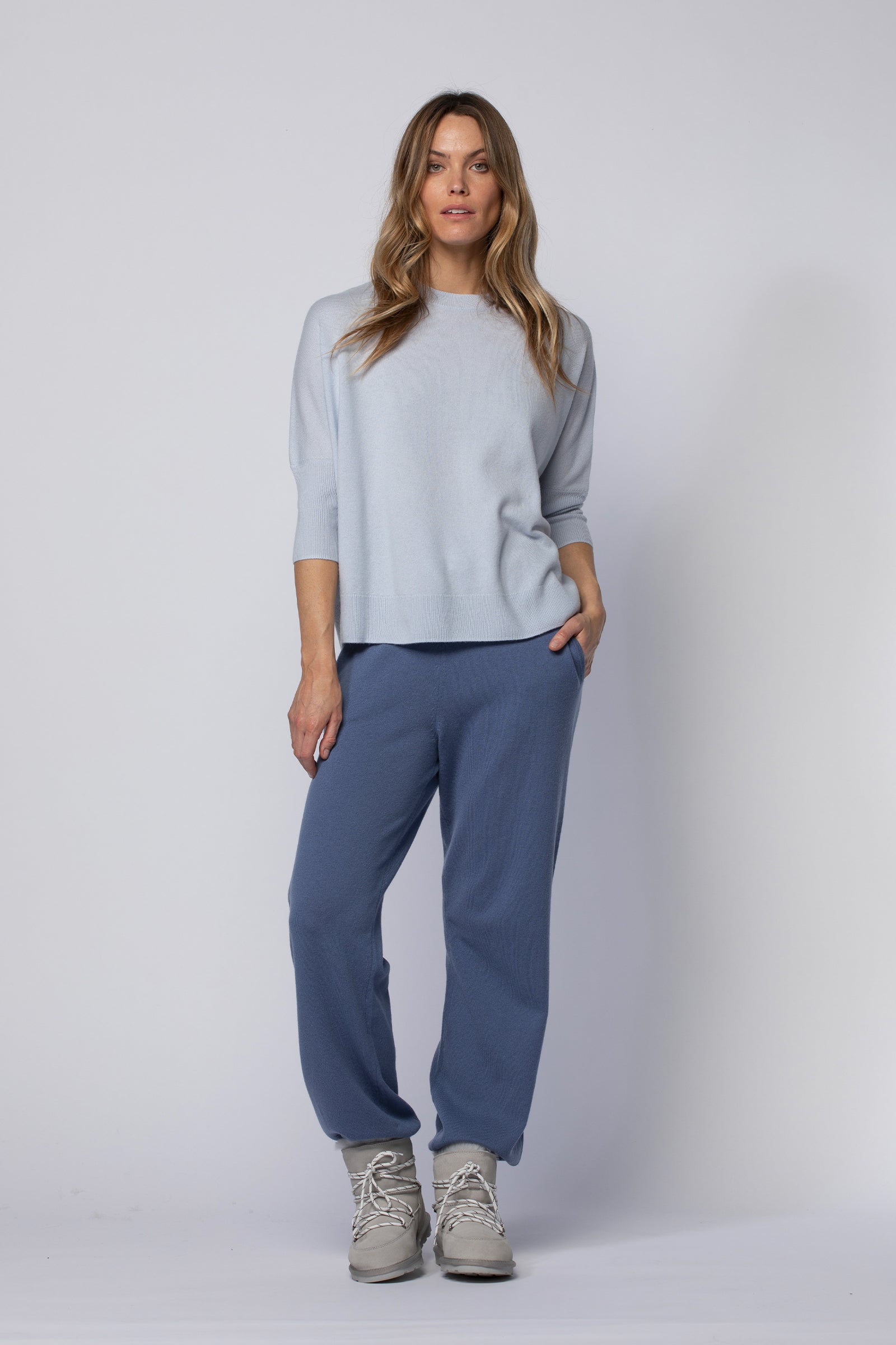 Pull PIBA bleu ciel en laine cachemire haut de gamme MAX&MOI