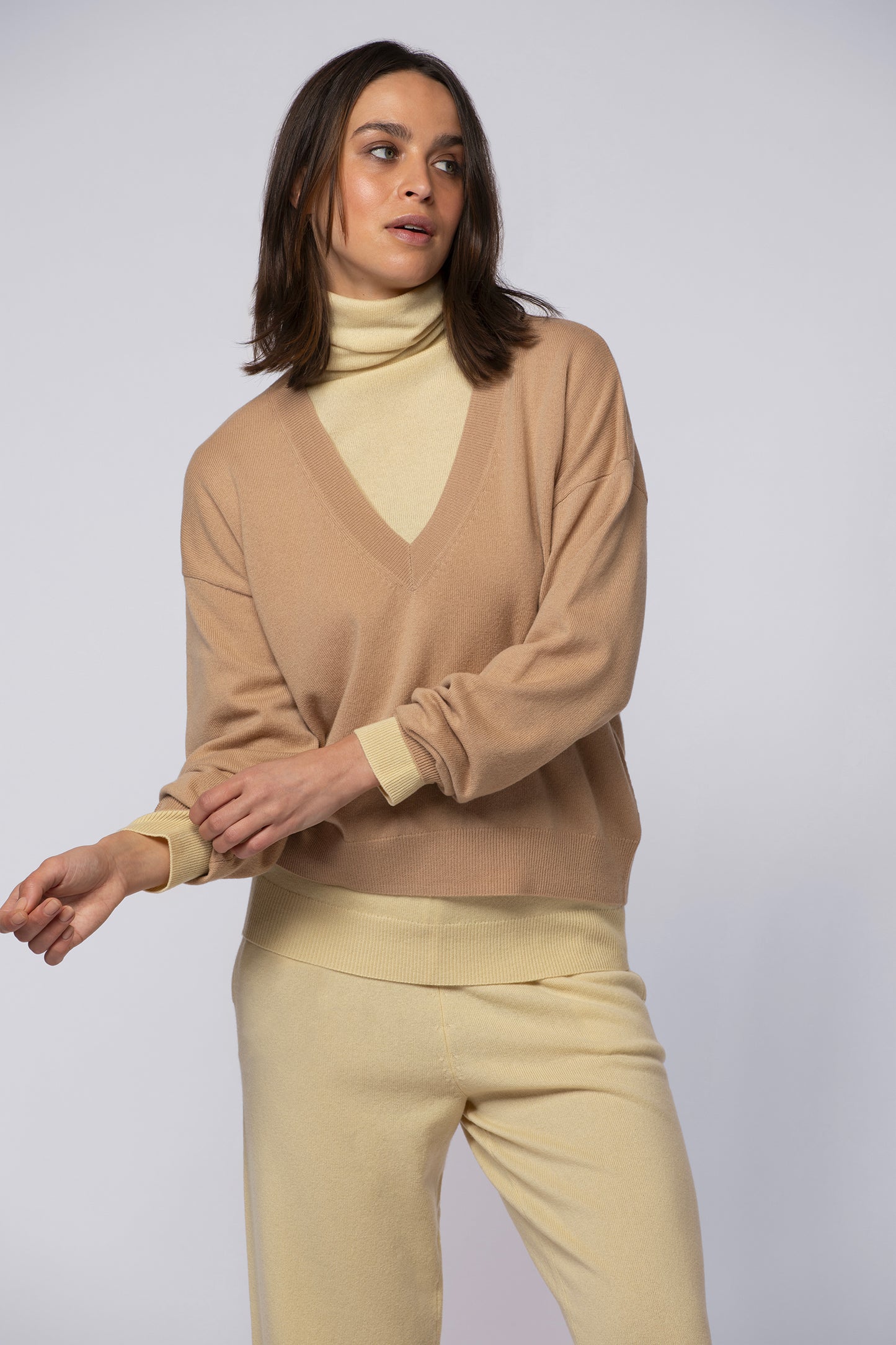 Pull POLIANA camel en cachemire haut de gamme MAX&MOI