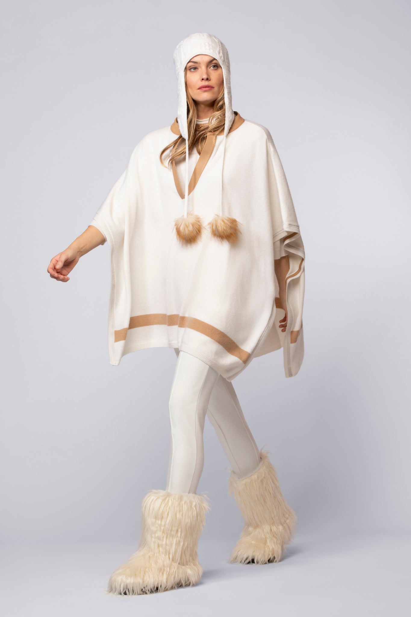 Poncho POTI blanc en laine cachemire haut de gamme MAX&MOI