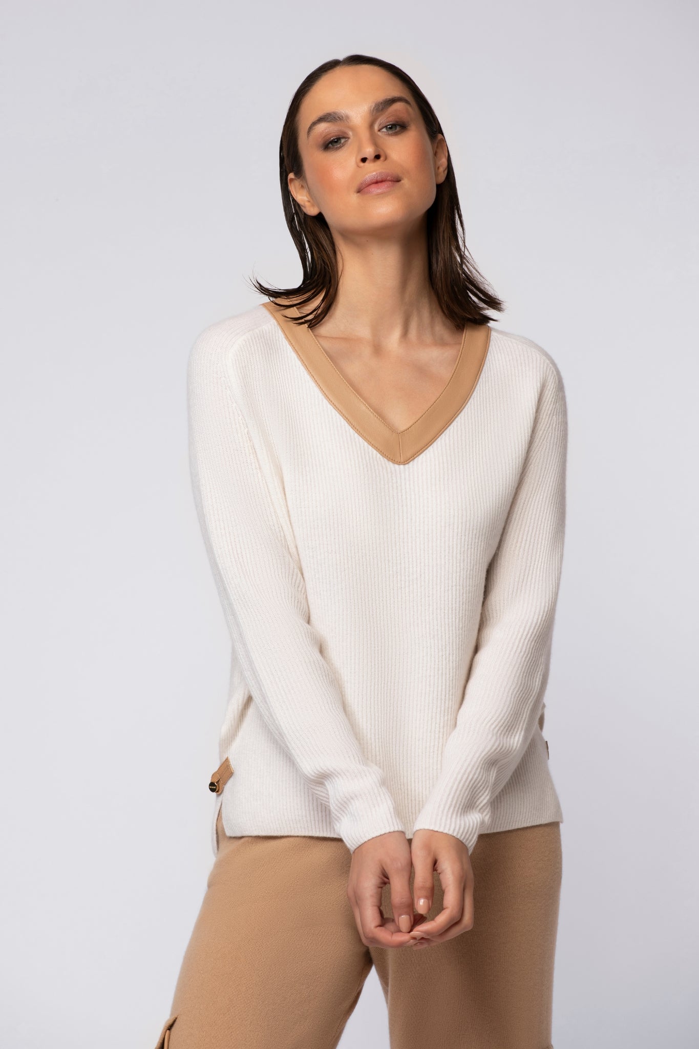 Pull PRESTON blanc en laine cachemire haut de gamme MAX&MOI