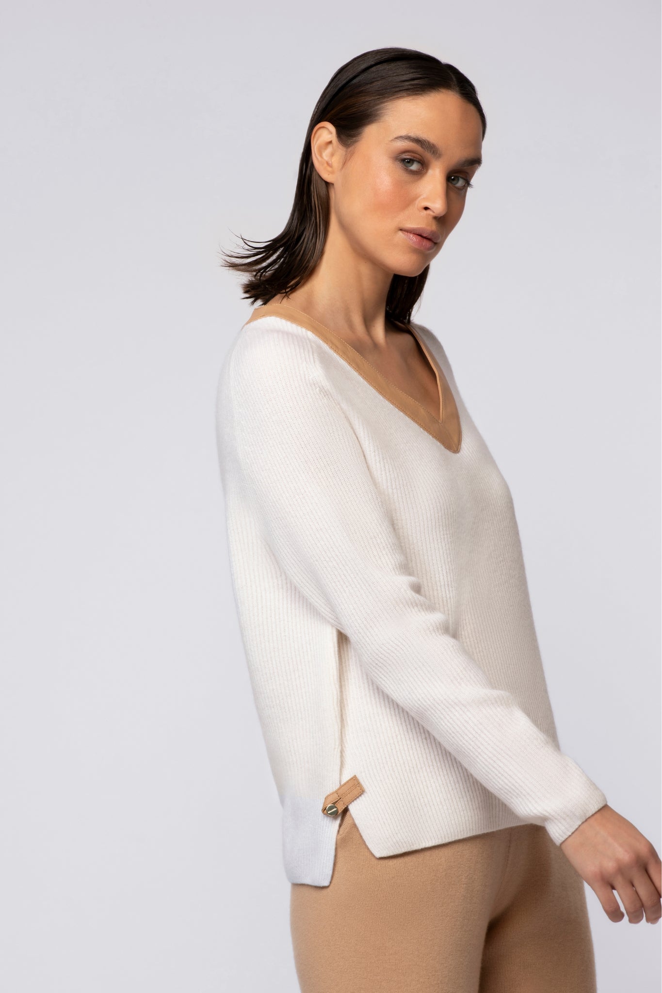 Pull PRESTON blanc en laine cachemire haut de gamme MAX&MOI