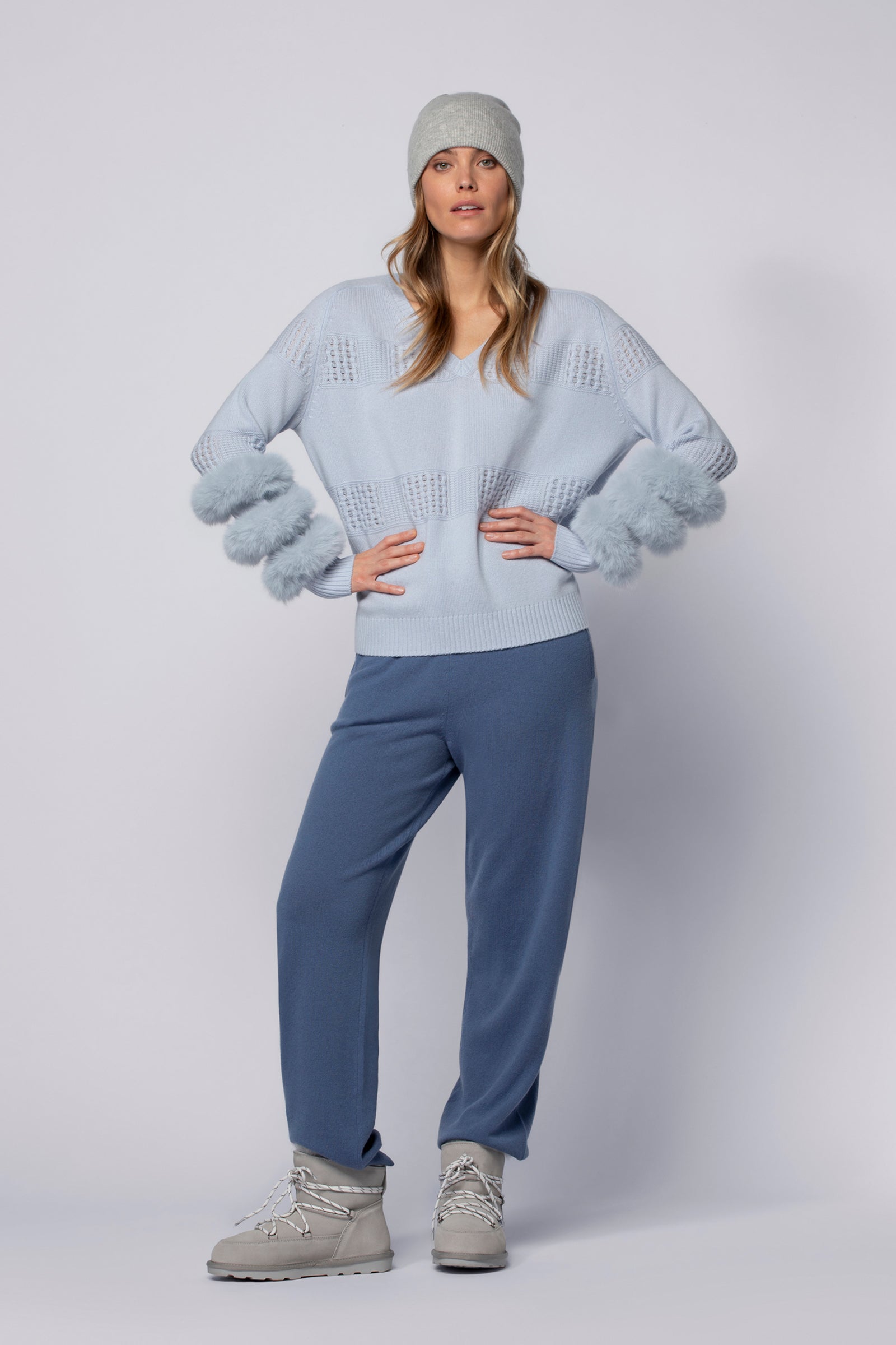 Pull PULPA bleu ciel en laine cachemire haut de gamme MAX&MOI