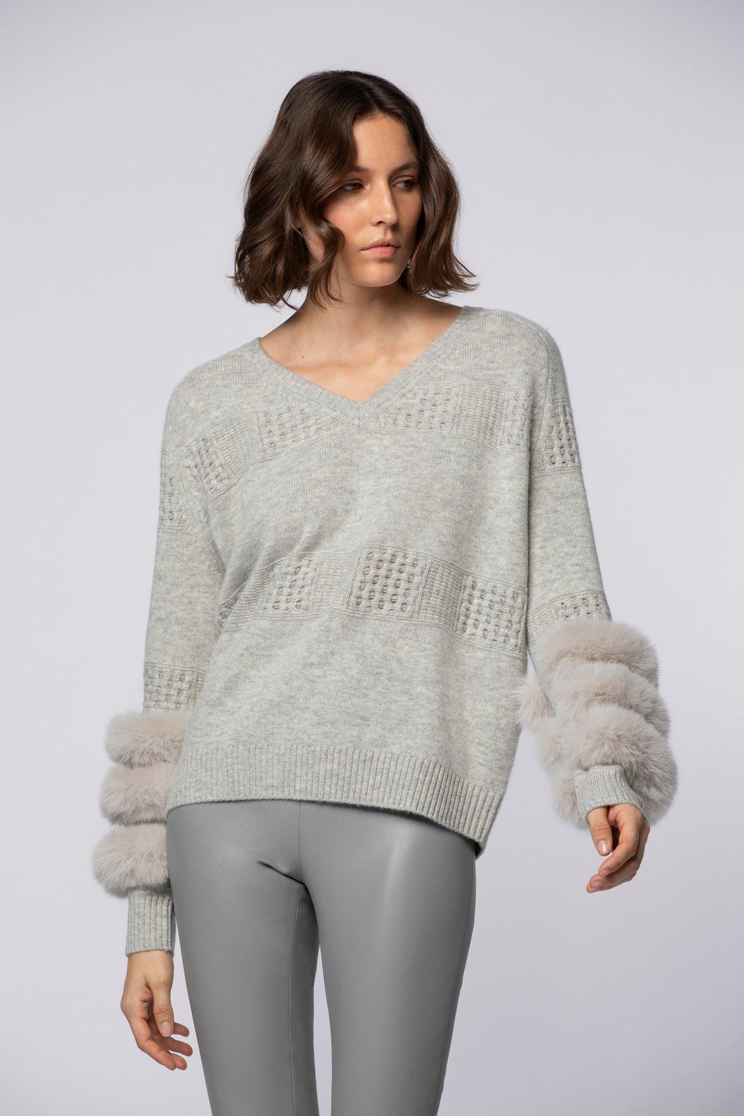 Pull PULPA gris en laine cachemire haut de gamme MAX&MOI