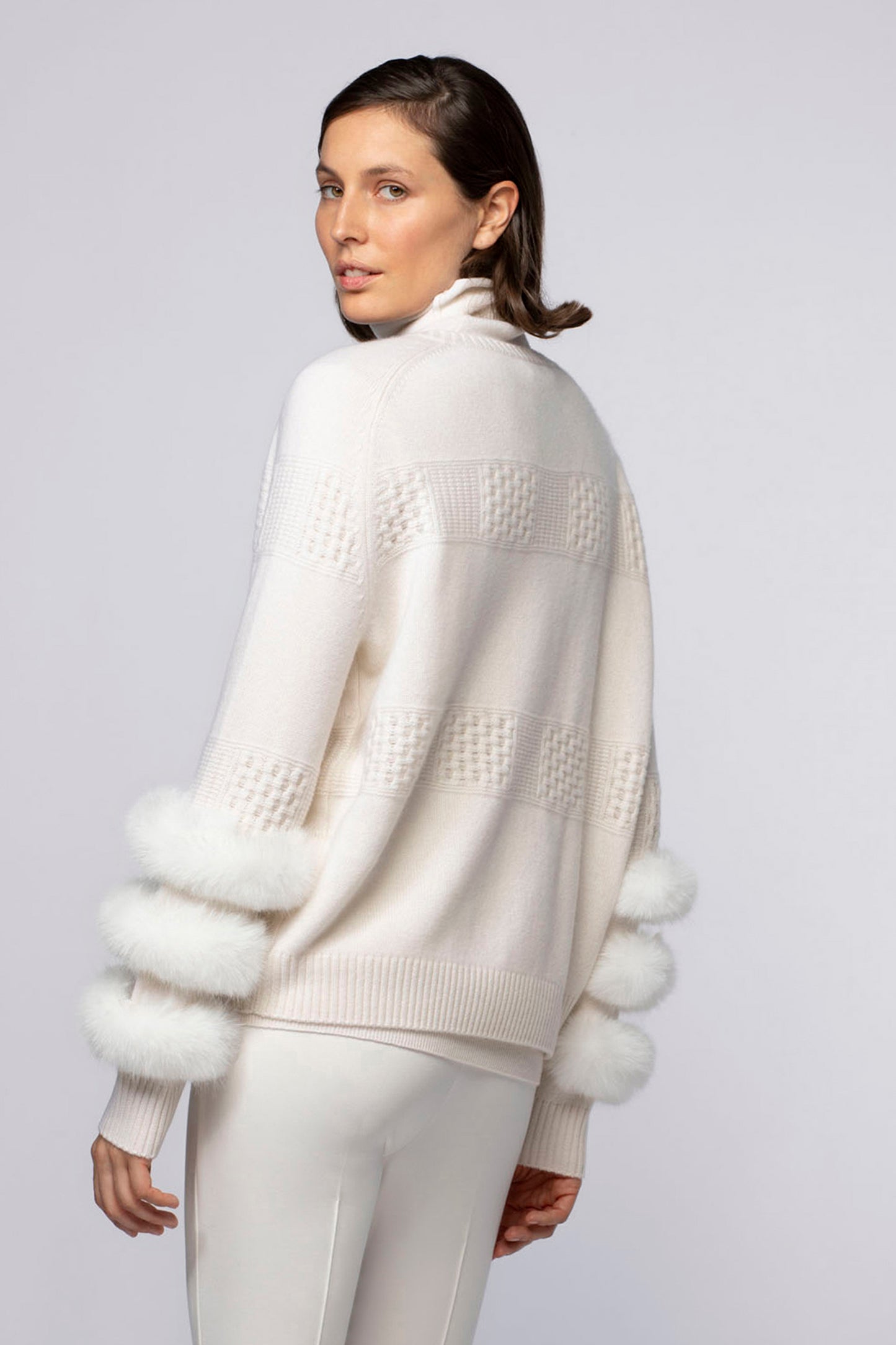 Pull PULPA blanc en laine cachemire haut de gamme MAX&MOI