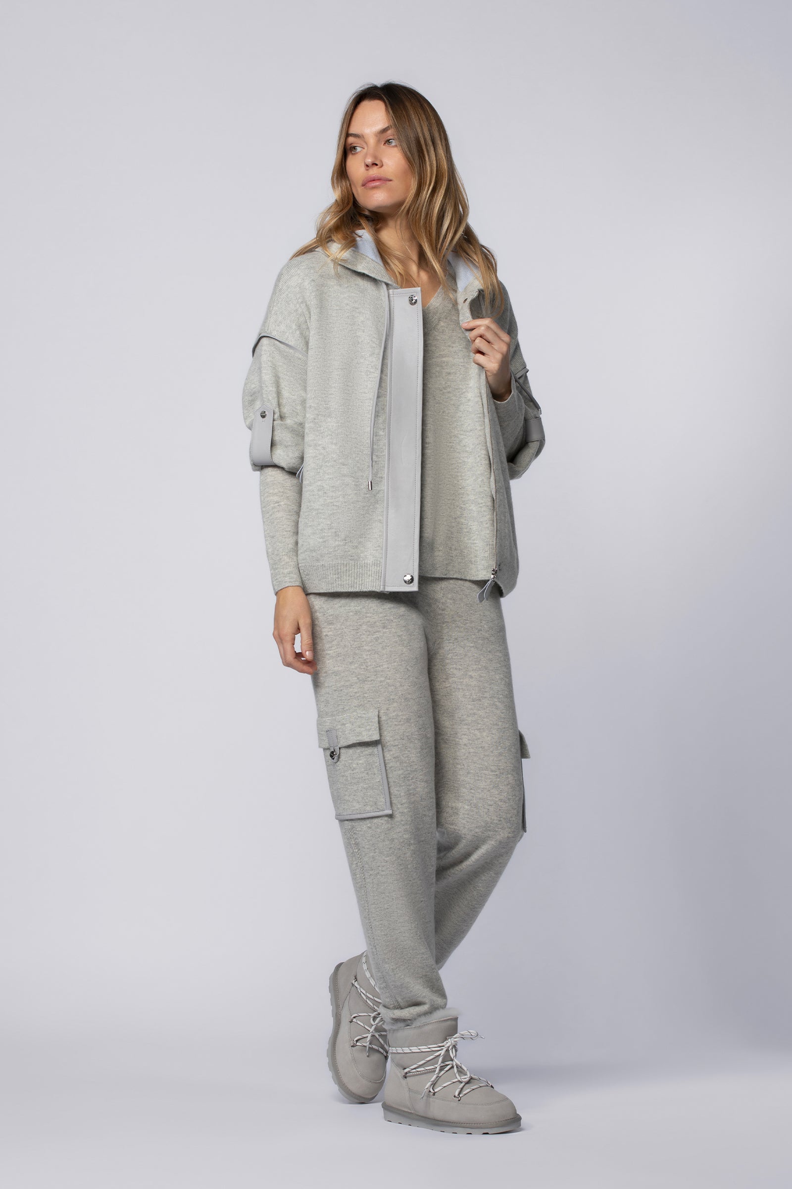 Gilet VALA gris en laine cachemire haut de gamme MAX&MOI