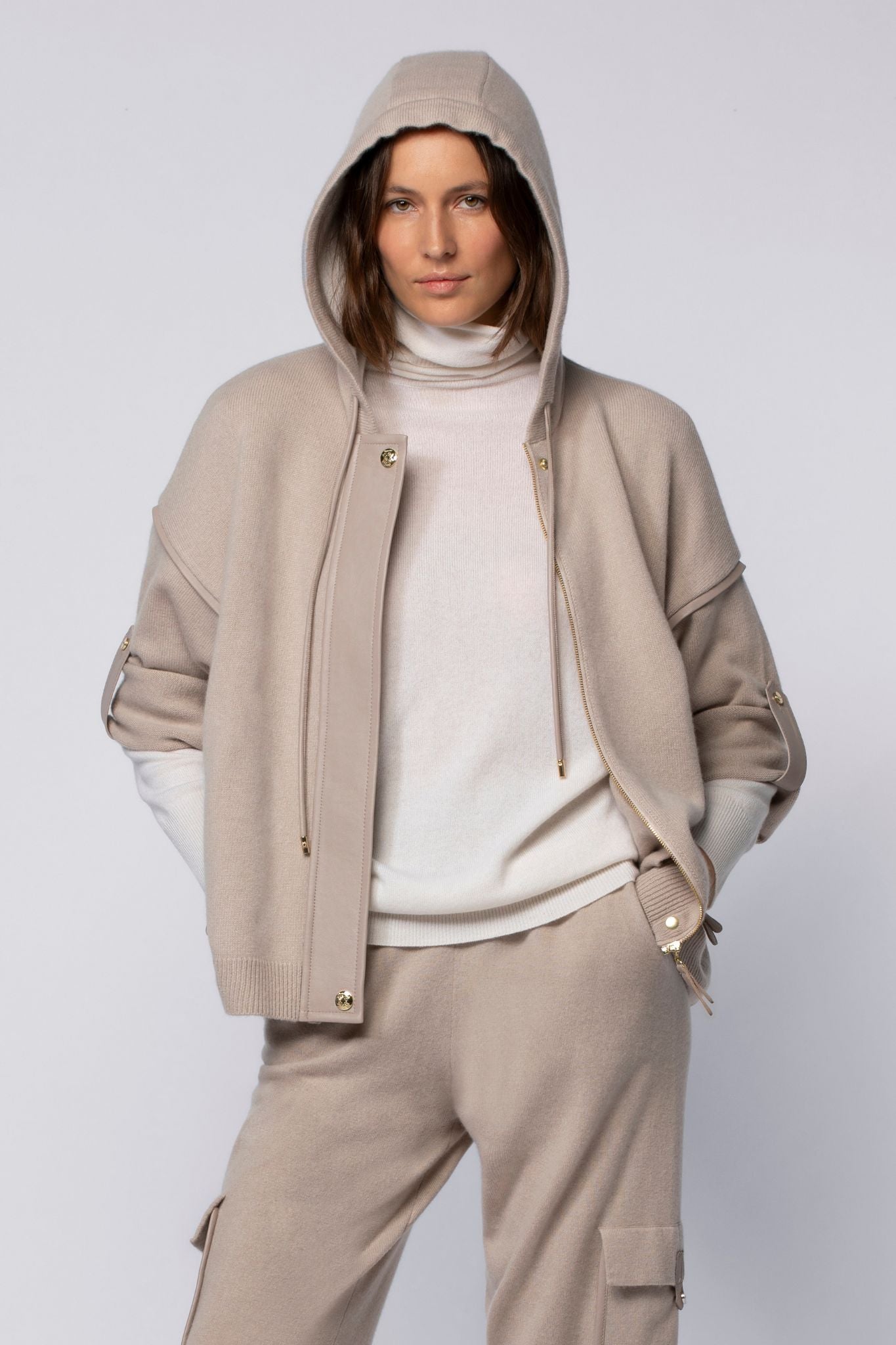 Gilet VALA taupe en laine cachemire haut de gamme MAX&MOI