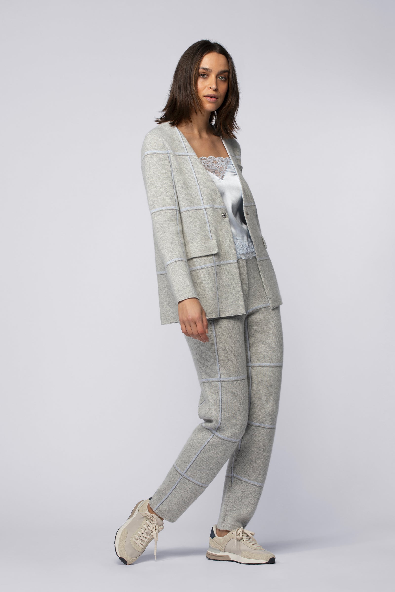 Veste VALMA gris en laine cachemire haut de gamme MAX&MOI