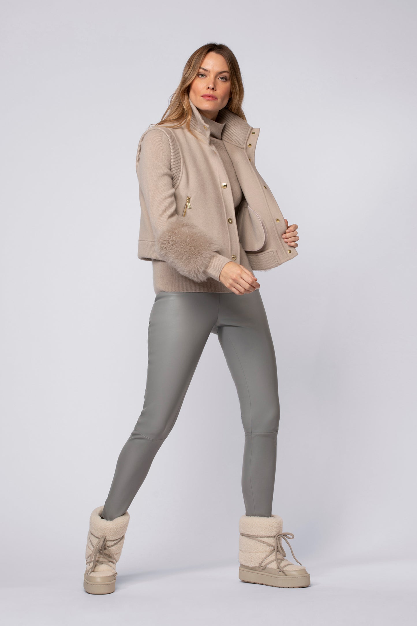 Veste VEVA taupe en laine haut de gamme MAX&MOI