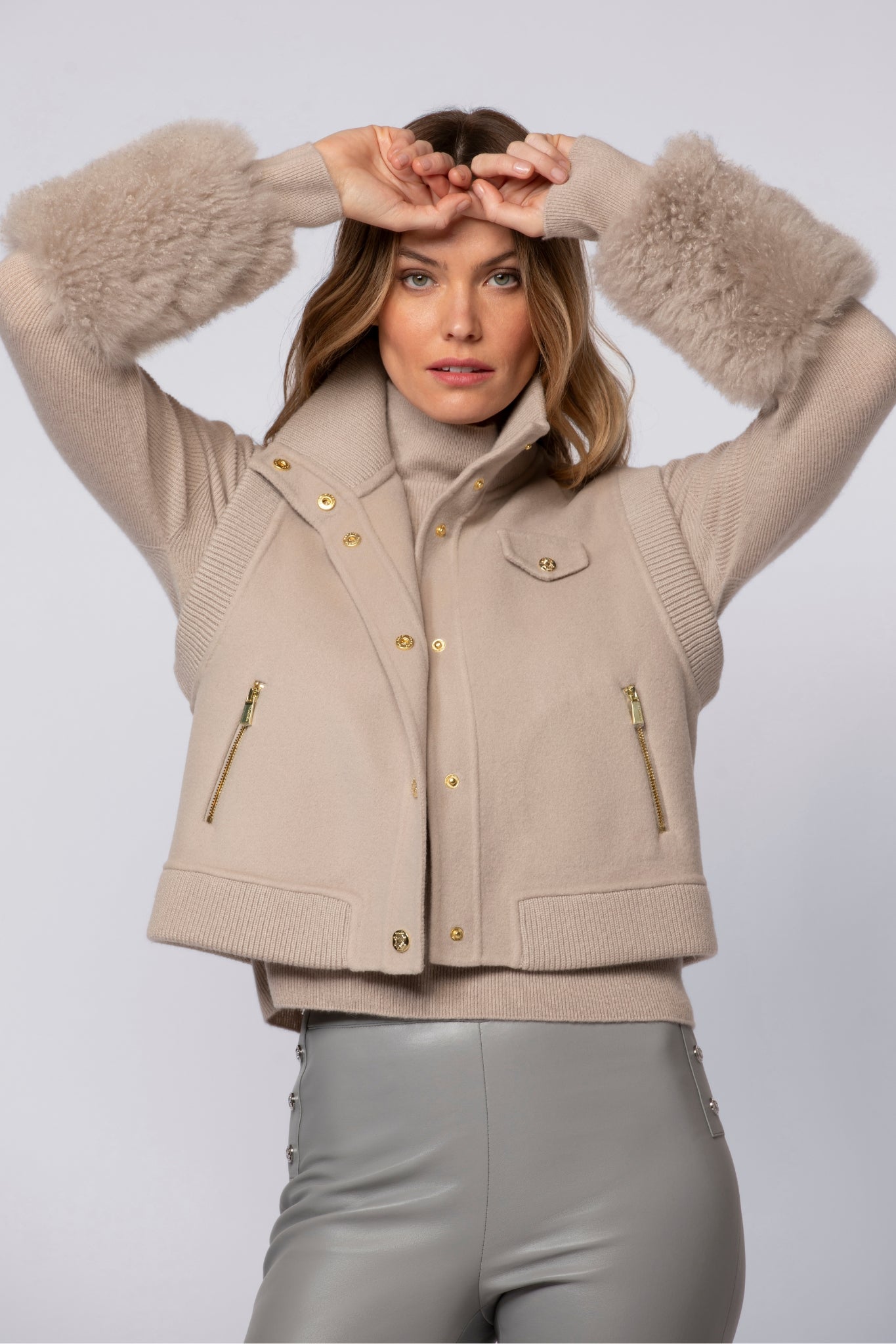 Veste VEVA taupe en laine haut de gamme MAX&MOI