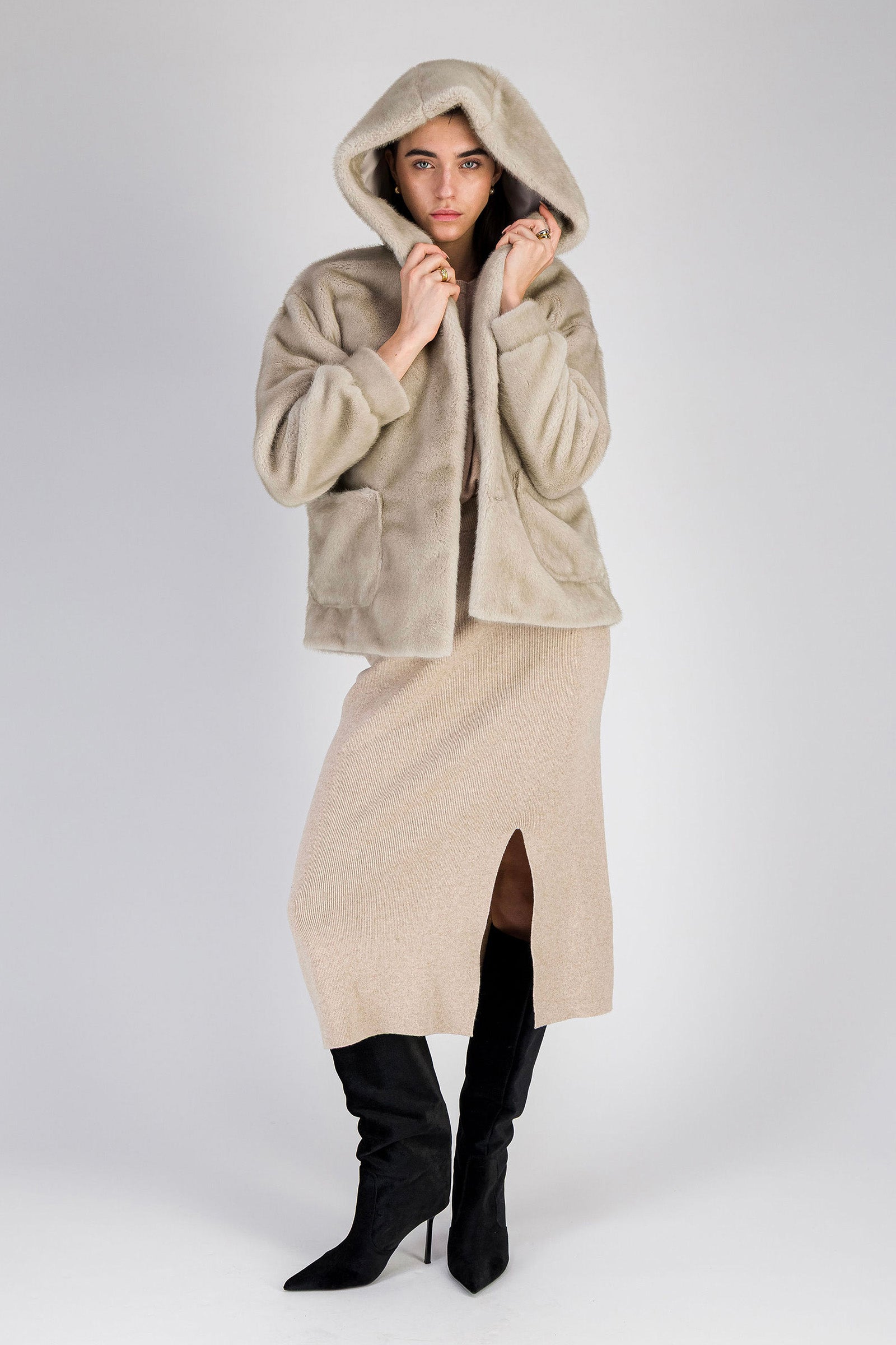 Mae beige faux fur coat M&M By MAX&MOI | Women's Luxury Fashion