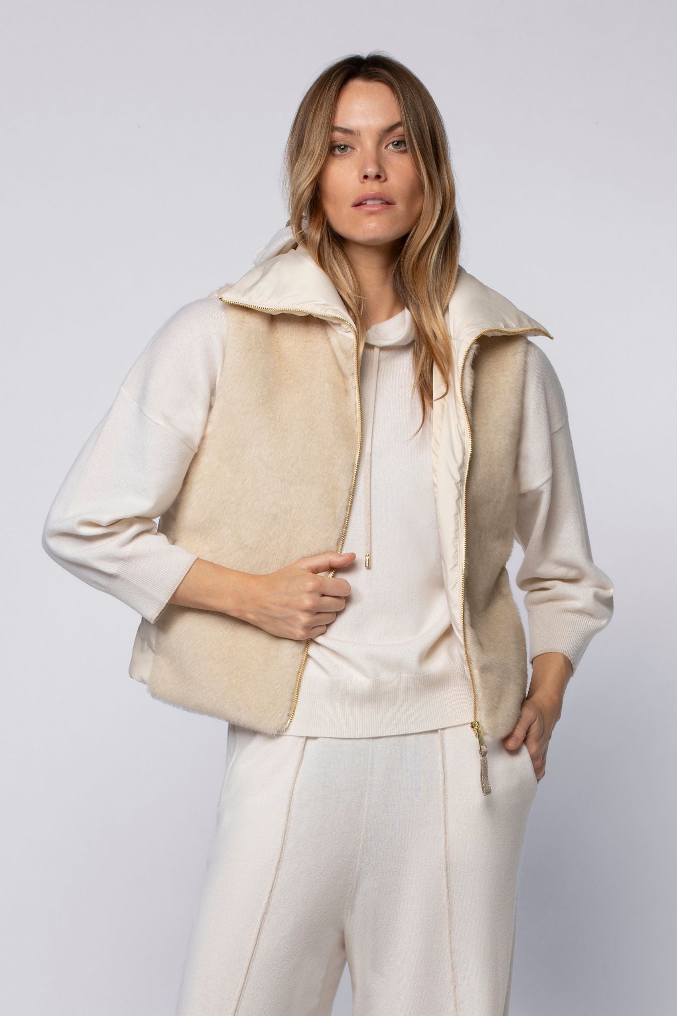 Manteau et veste en cachemire laine et fausse fourrure pour femme Mode Femme Luxe Maxemoi