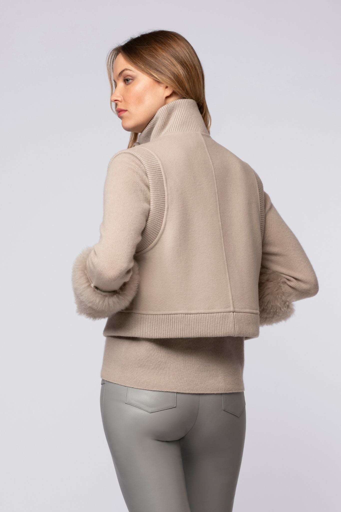 Veste VEVA taupe en laine haut de gamme MAX&MOI