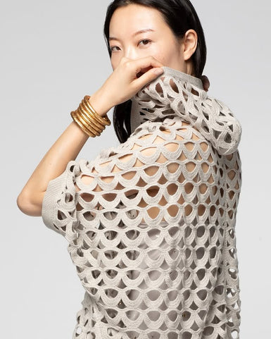 Pull crochet en laine et cachemire MAX&MOI coloris taupe vêtement femme mode luxe