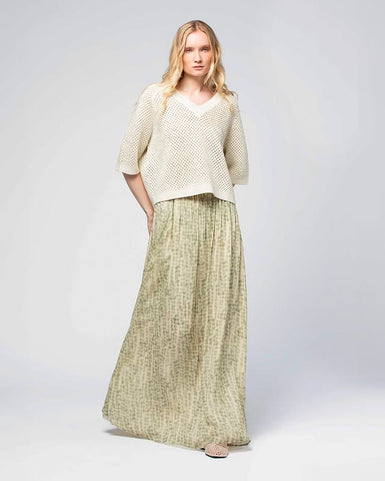 Jupe longue fluide en viscose MAX&MOI imprimé vert jungle vêtement femme mode luxe