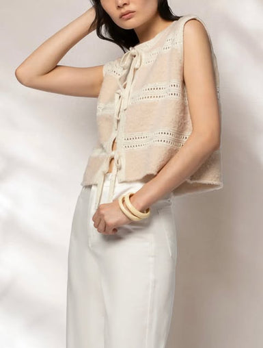 Gilet cachemire beige sans manches mode femme luxe MAX&MOI