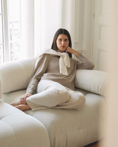 Ensemble cachemire MAX&MOI avec pull cachemire femme et pantalon droit