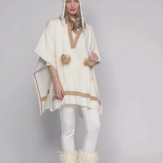 Poncho POTI blanc en laine cachemire haut de gamme MAX&MOI