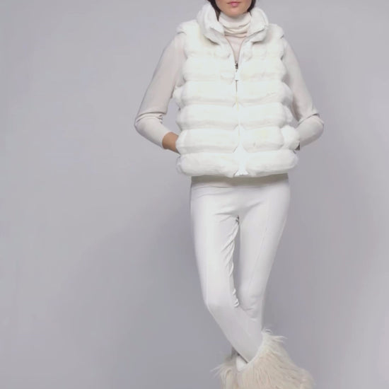 Veste GAMBY blanc en fausse fourrure haut de gamme MAX&MOI