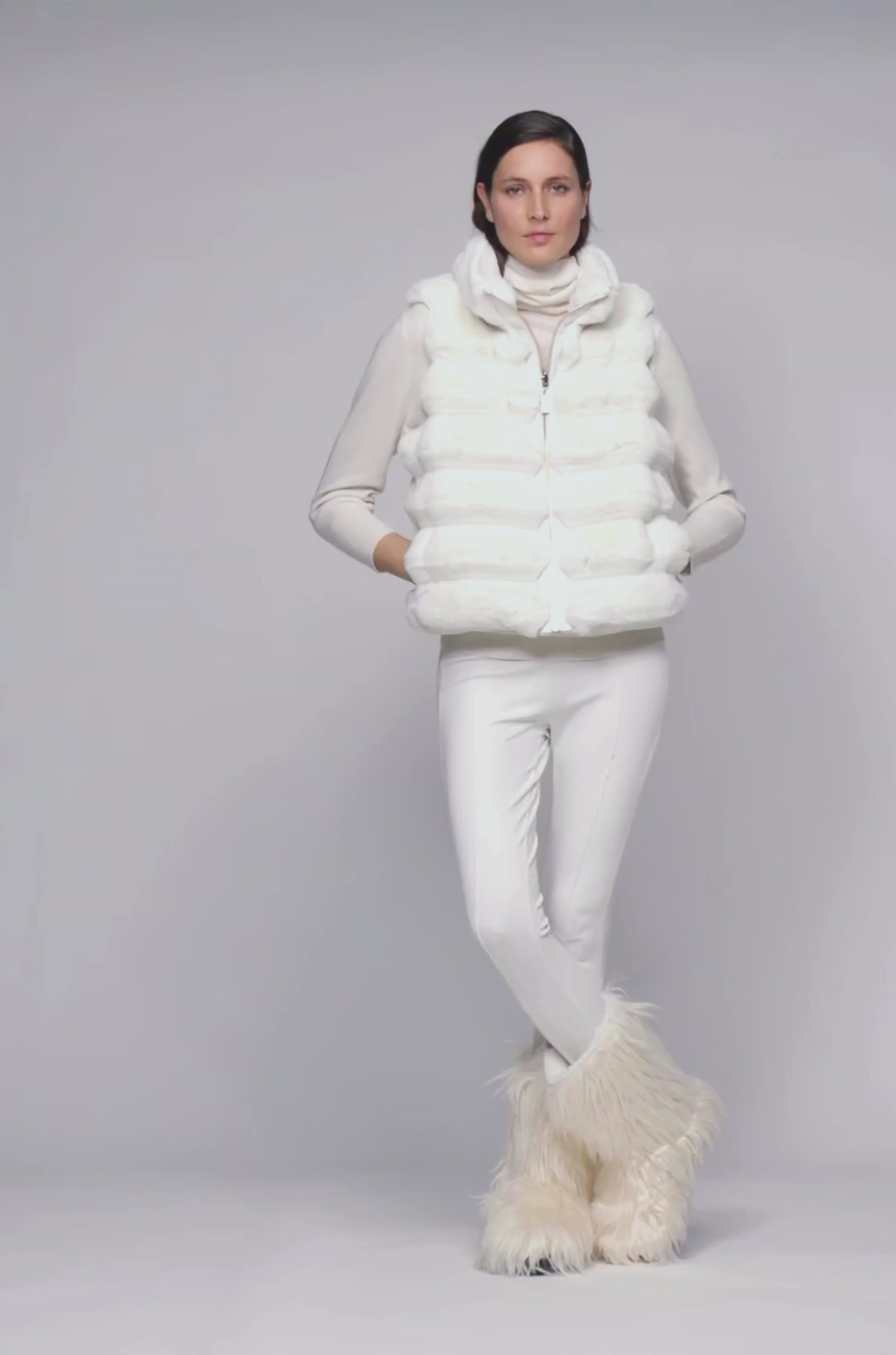 Veste GAMBY blanc en fausse fourrure haut de gamme MAX&MOI