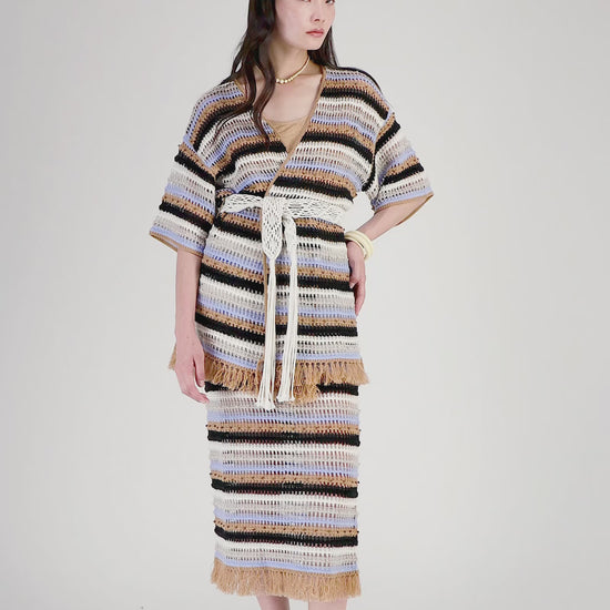 Gilet cachemire femme luxe maille crochet MAX&MOI blanc