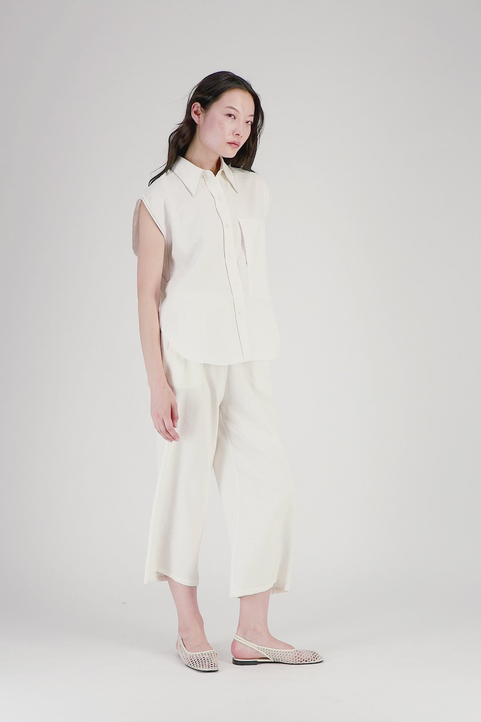 Chemise soie blanc coupe ample avec col chemise MAX&MOI mode femme luxe