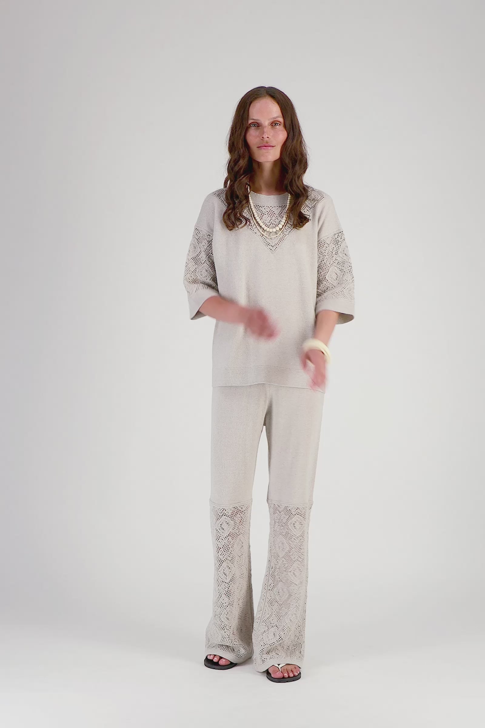 Mélange wool and cashmere crochet-knit trousers – BRAZIL | Luxury