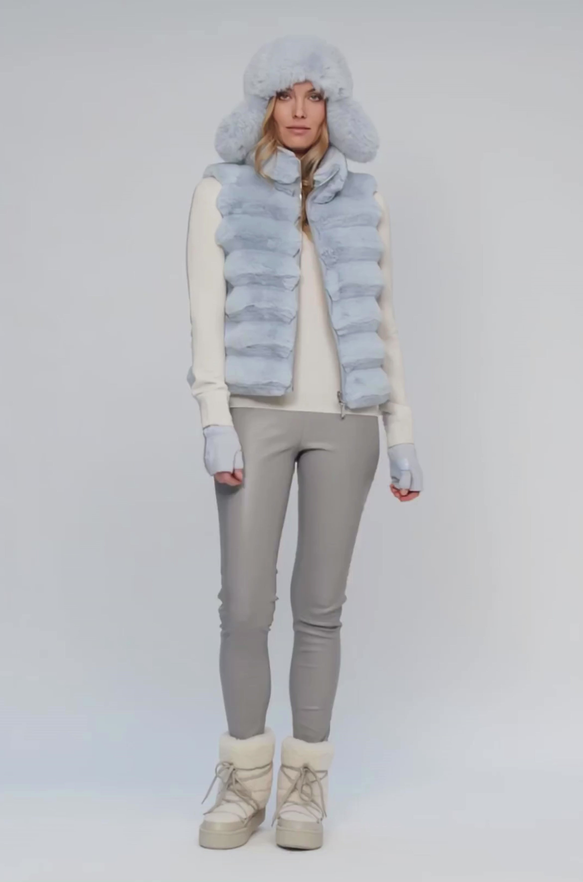 Gamby sky blue sleeveless jacket | Faux fur | Luxury Women's Fashion –  Maxemoi