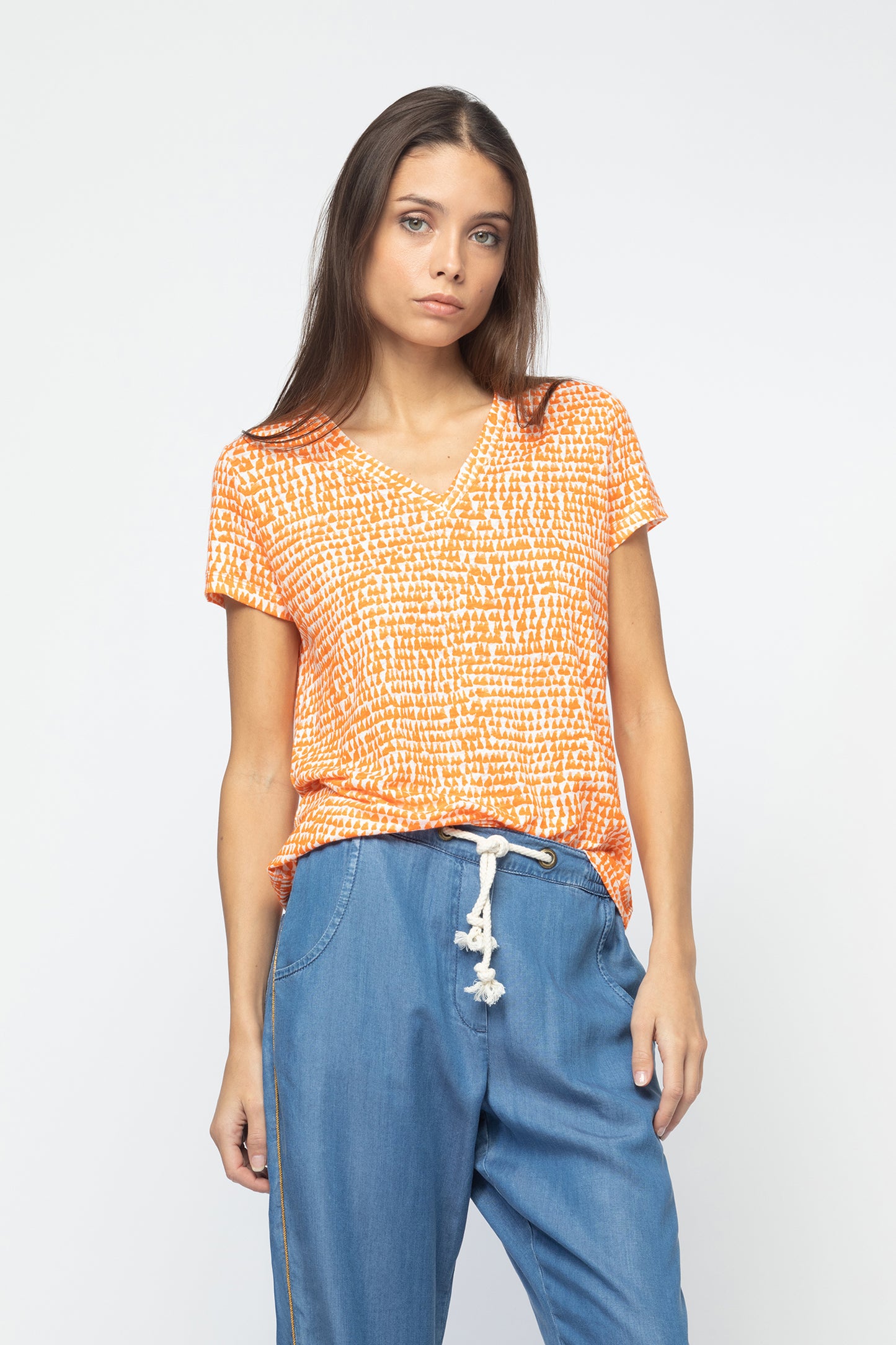 TOKYO orange linen t-shirt