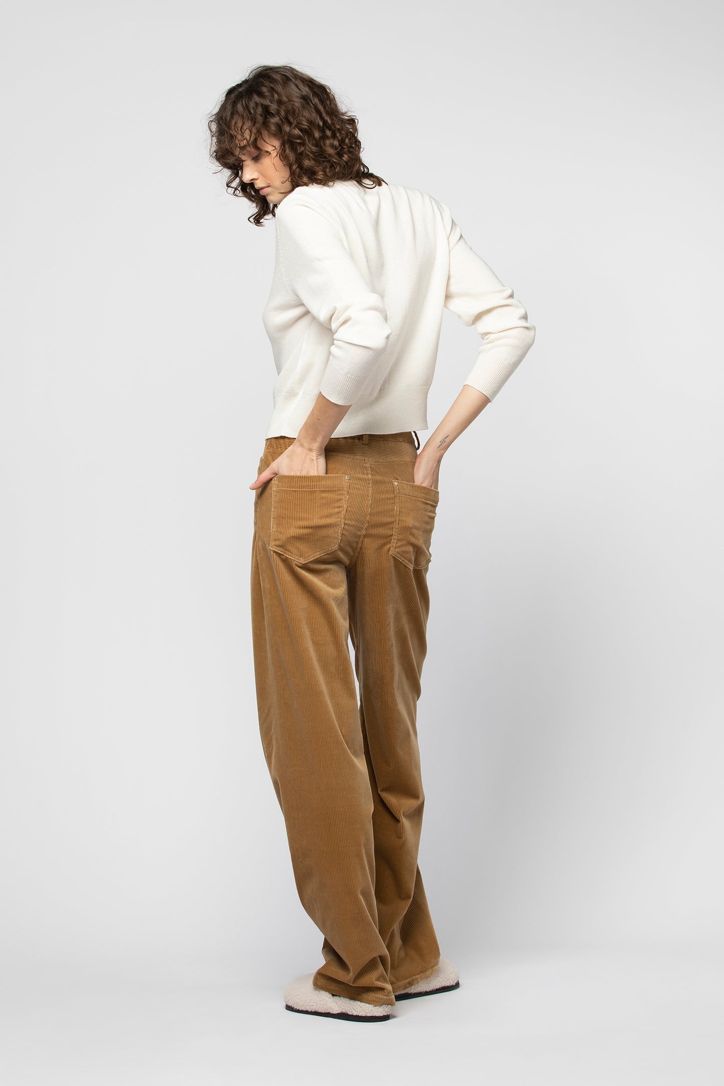 Pantalon BASILIA bleu marine Coton Elasthanne haut de gamme femme MAX&MOI