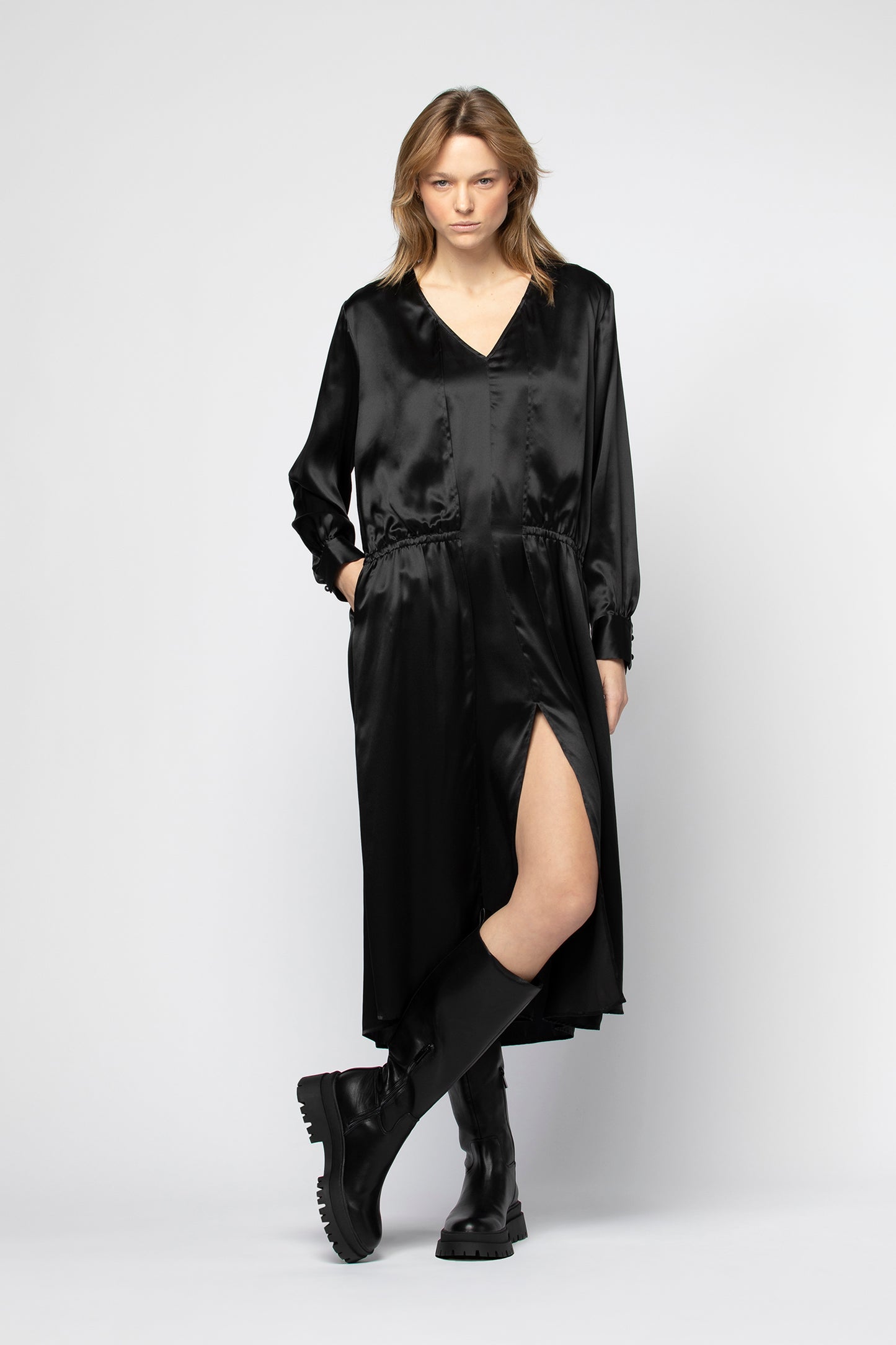 Robe BETTY noir Soie haut de gamme femme MAX&MOI