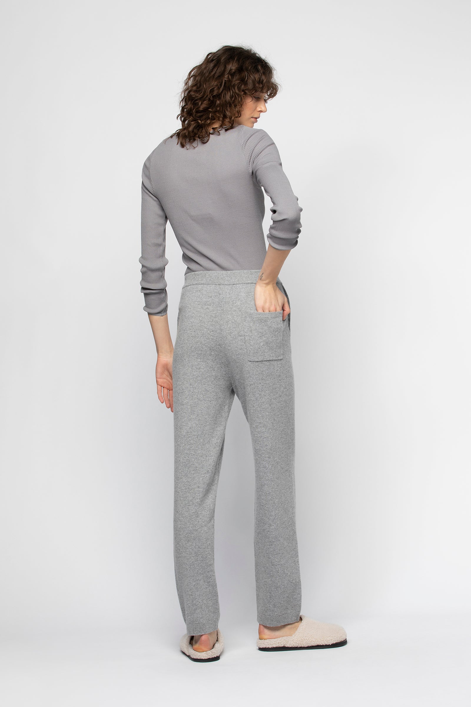 Pantalon BRIANA gris Laine Cachemire Elasthanne haut de gamme femme MAX&MOI