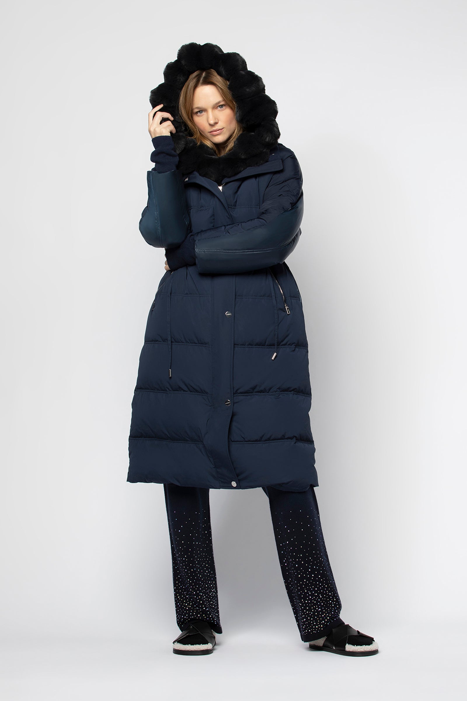 Manteau doudoune shop bleu femme