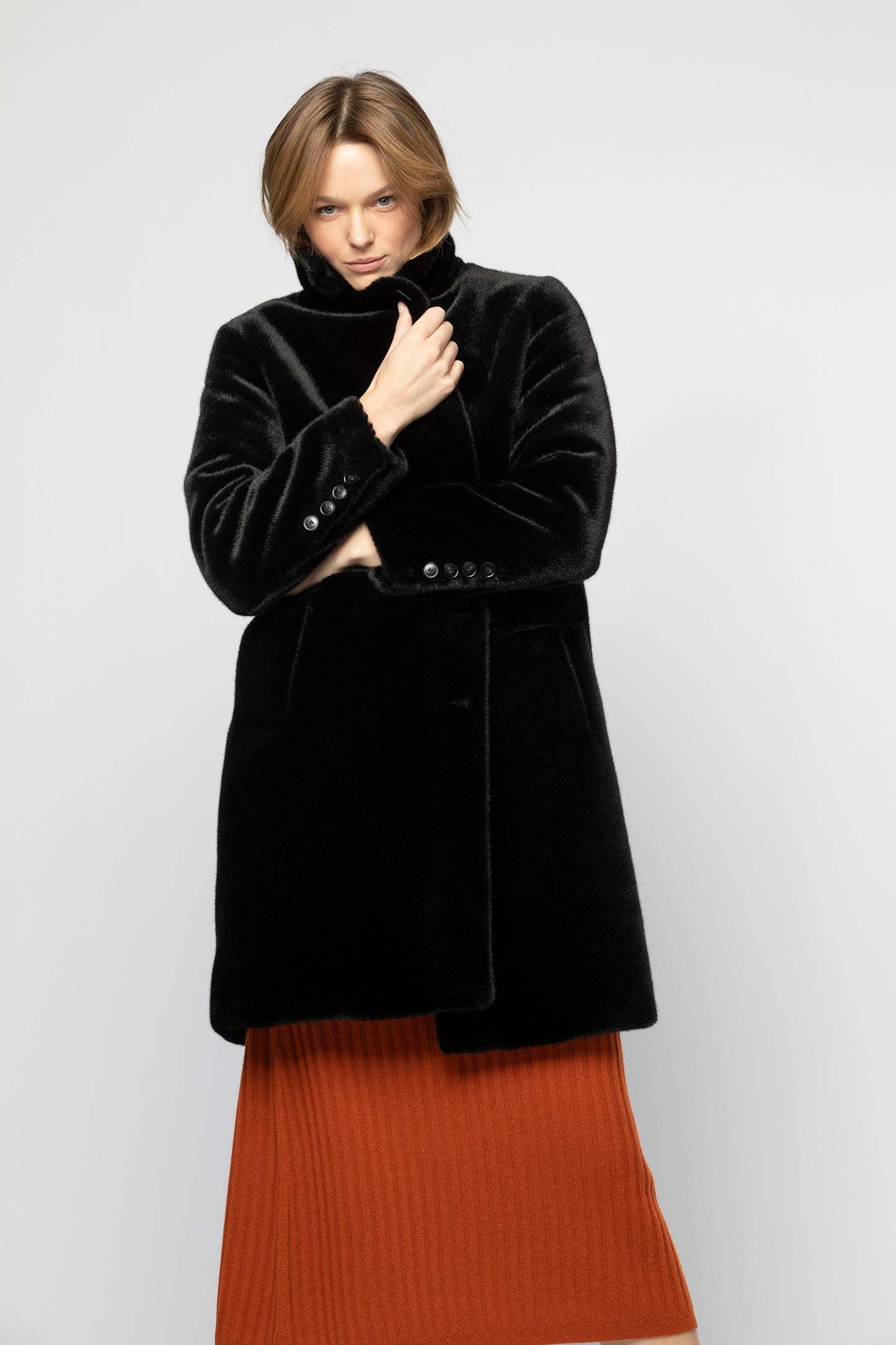 Manteau MALYA noir Polyester haut de gamme femme MAX&MOI