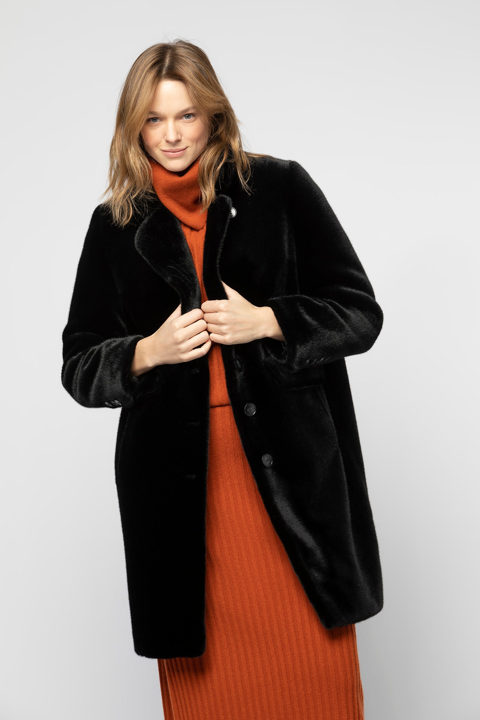 Manteau MALYA noir Polyester haut de gamme femme MAX&MOI