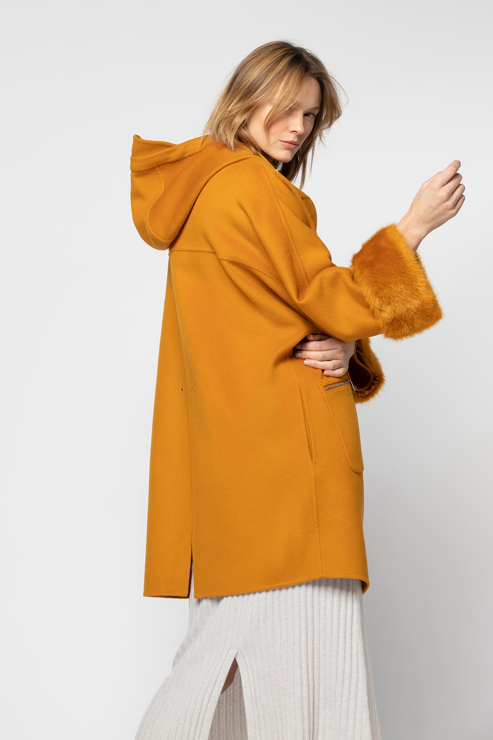 Manteau MYA noisette Laine haut de gamme femme MAX&MOI