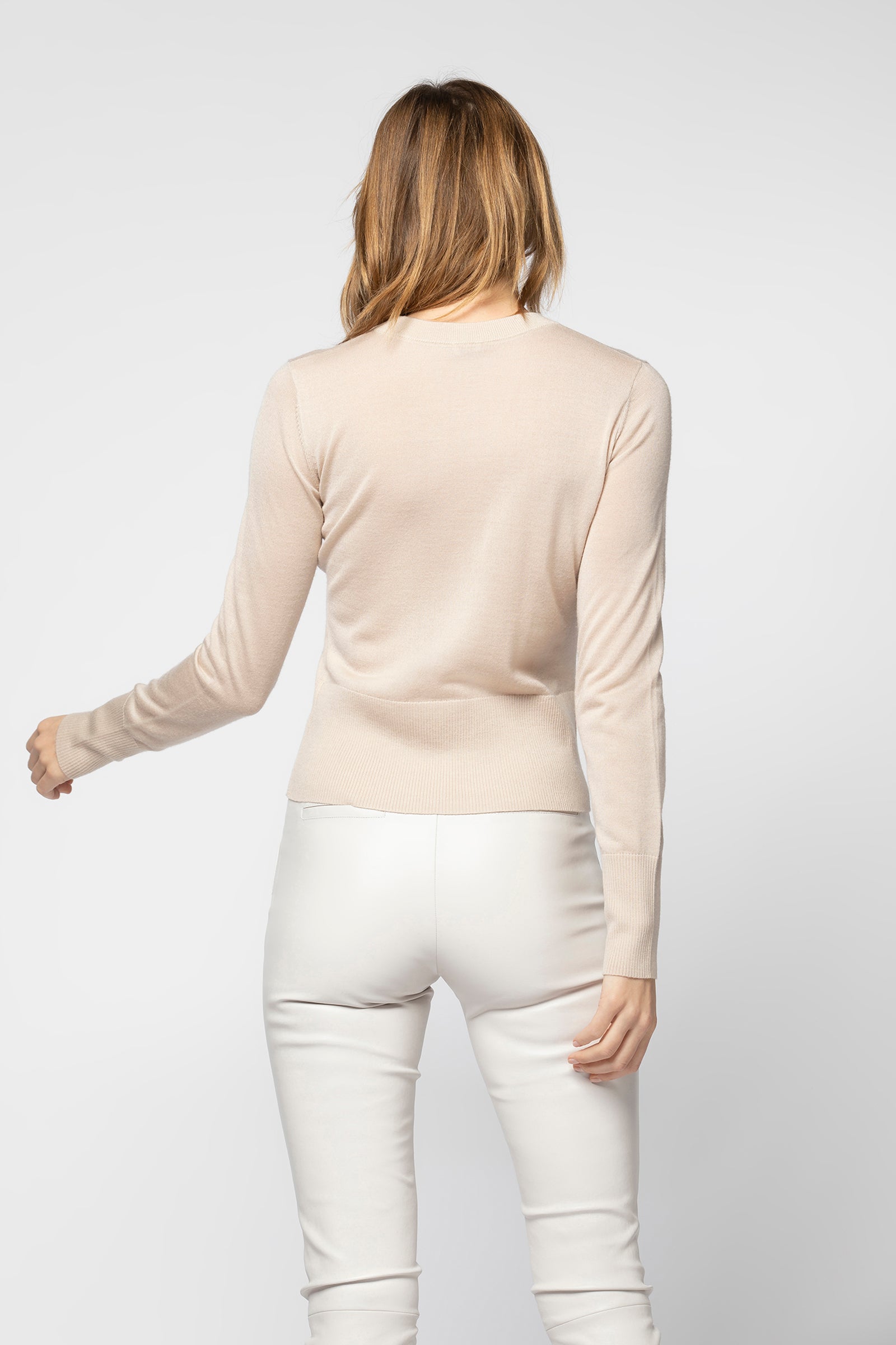 Pull PATELA blanc Laine Mérinos Soie Cachemire haut de gamme femme MAX&MOI