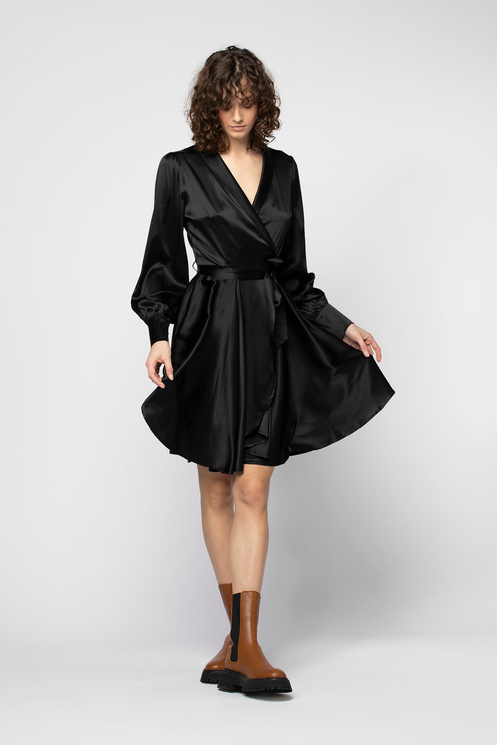 Robe RISOM noir Soie Elasthanne haut de gamme femme MAX&MOI