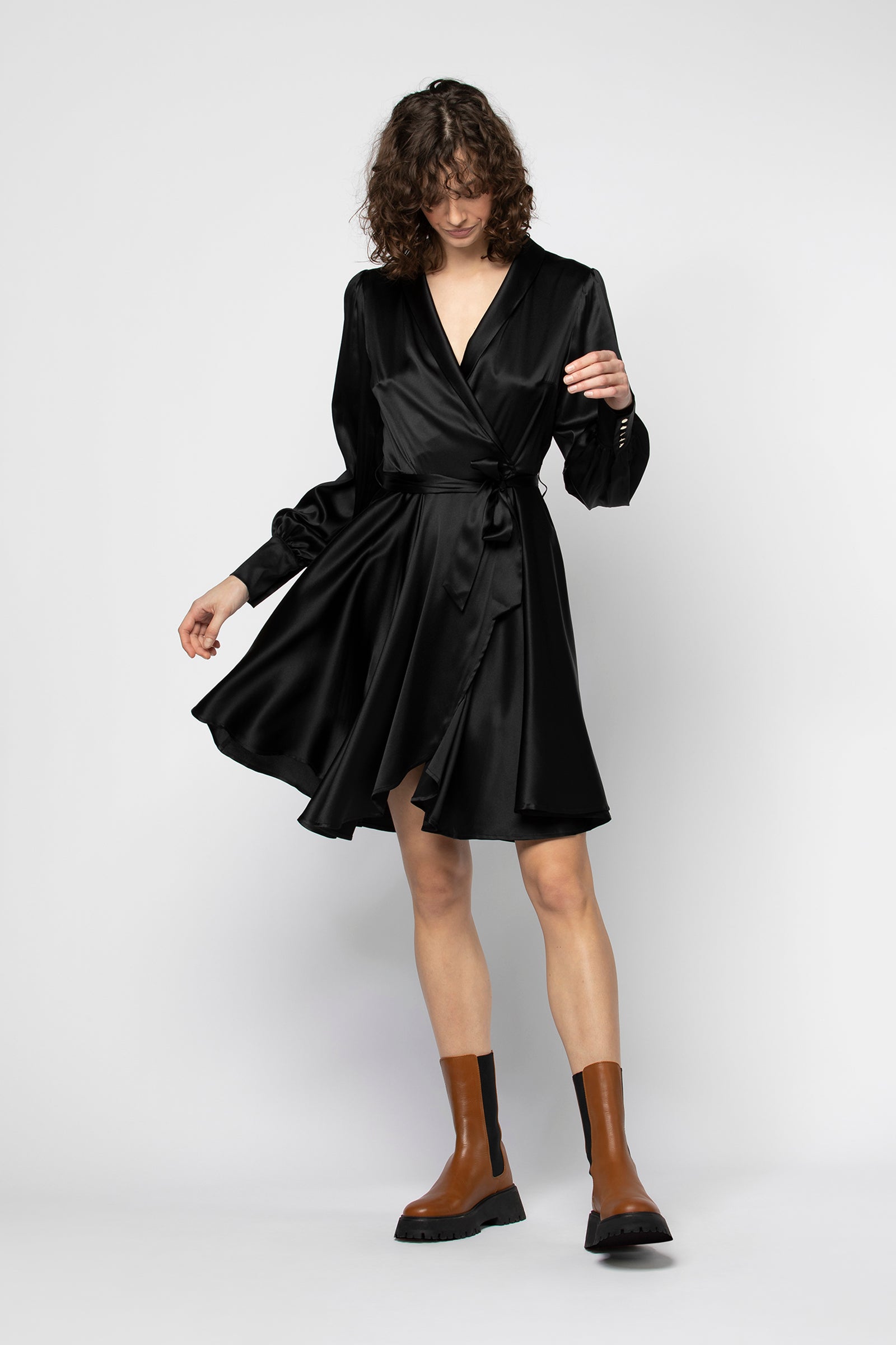 Robe RISOM noir Soie Elasthanne haut de gamme femme MAX&MOI