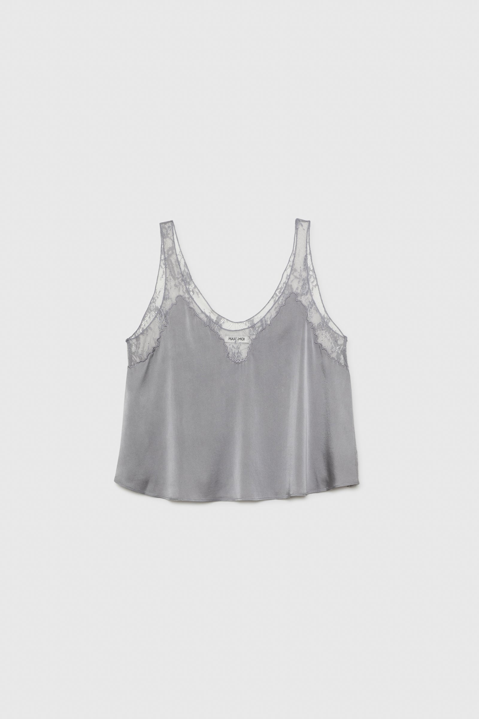 Top TINA gris Soie Elasthanne haut de gamme femme MAX&MOI