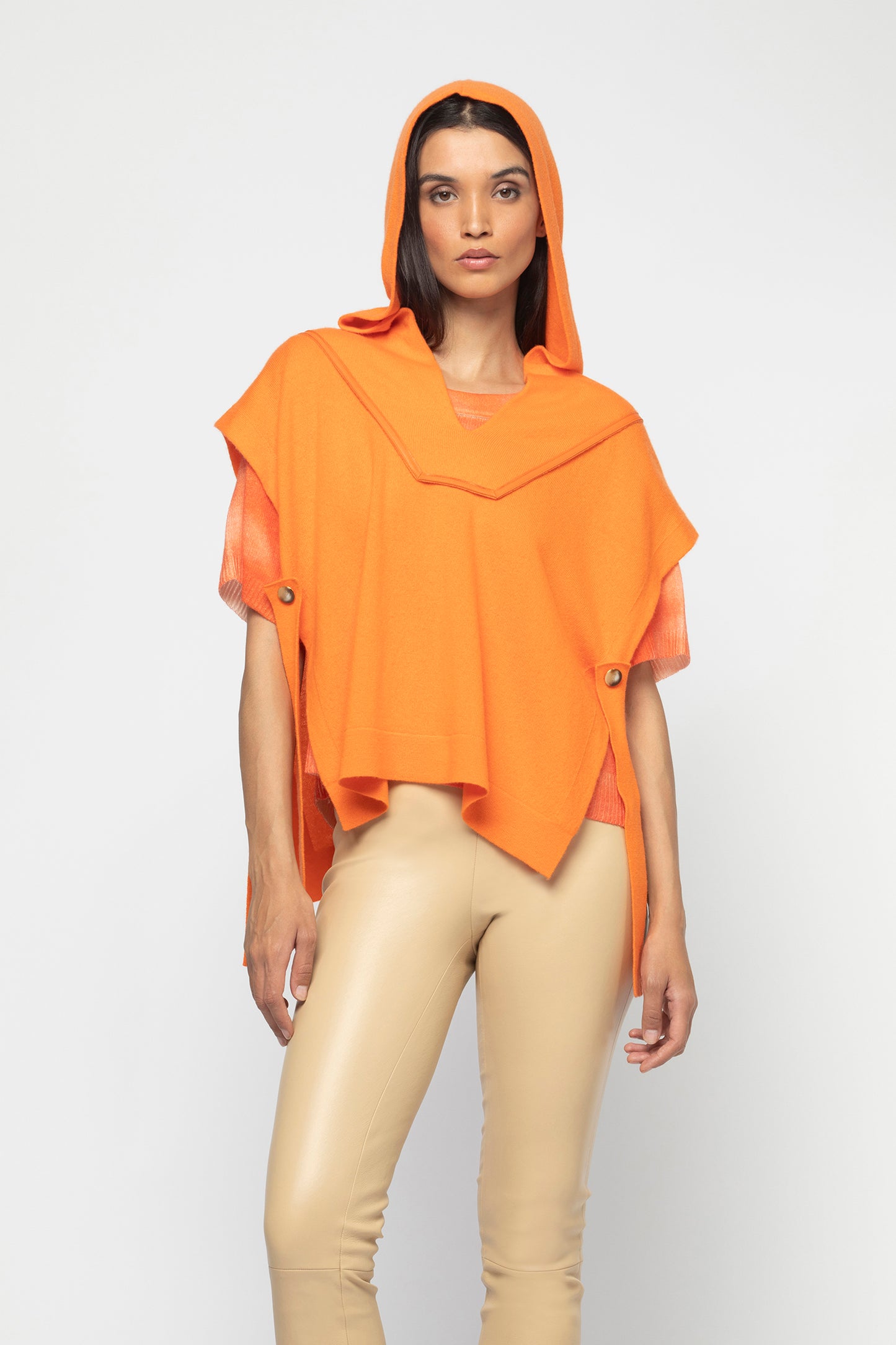 CANBERRA red ochre cashmere poncho