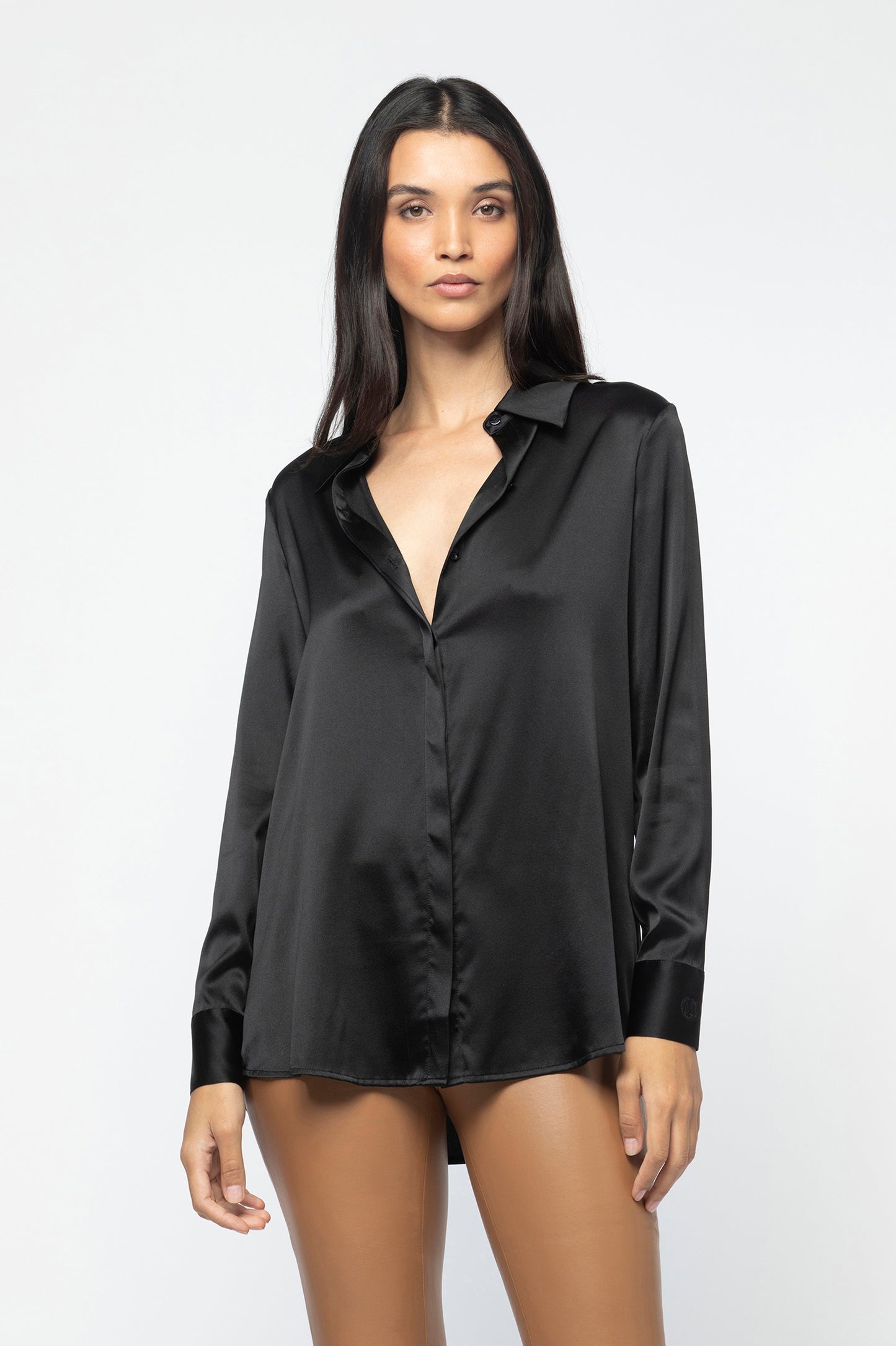 CHEMISE EN SOIE LEVY  BLACK